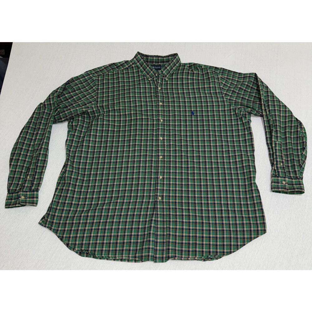 Ralph Lauren Polo Men's Classic Fit Button Down Pony Logo Green Check Shirt 3XLT